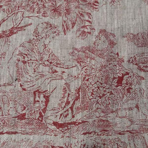 Toile de lin imprimée rouge groseille Un Jour A San